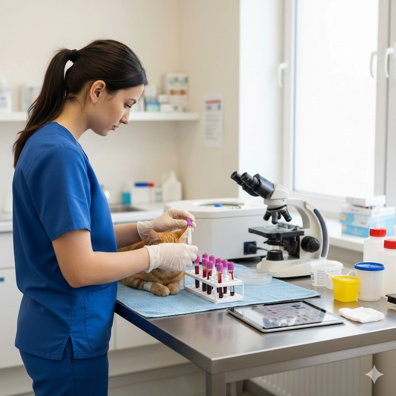 Análisis de sangre laboratorio veterinario